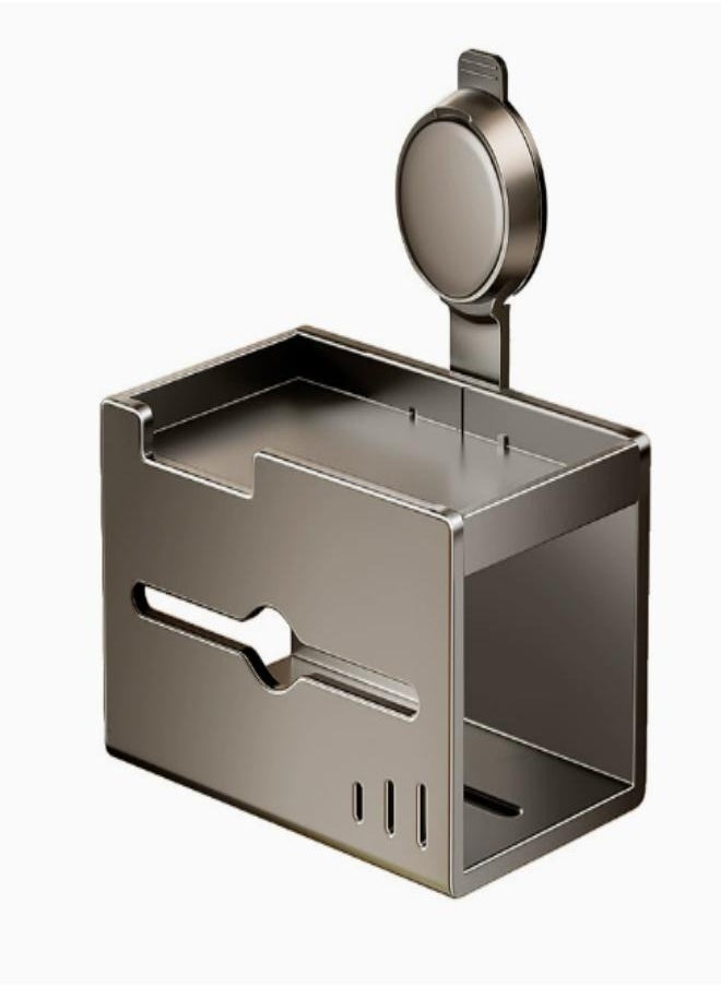 Generic - Bathroom household tissue box holder shelf toilet paper roll storage box no hole wall-mounted toilet paper hanger - Image 1