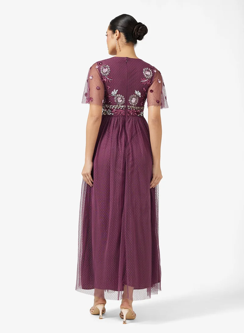 مايا Celestial Embellished High Neck Maxi Dress