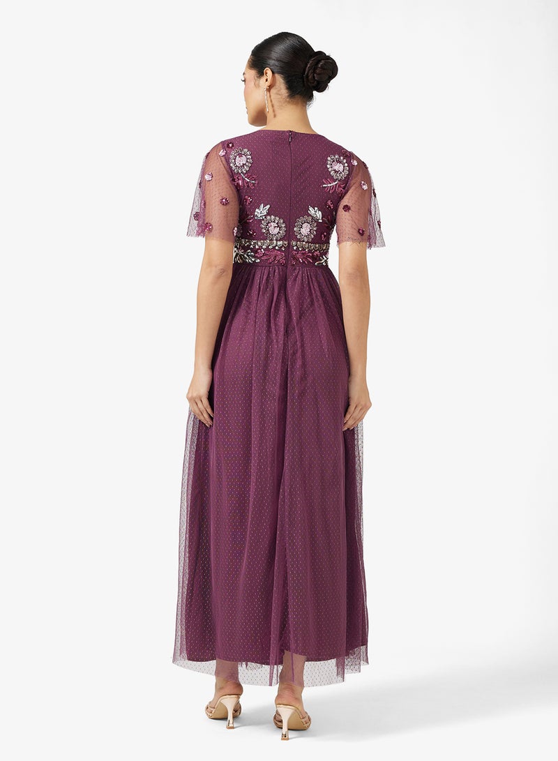 Maya Celestial Embellished High Neck Maxi Dress - Image 2
