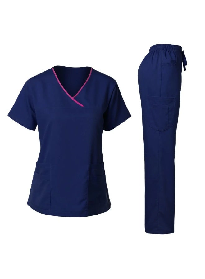 Loquat Womens Medical Scrubs Set Medical Uniform Set Navy Blue - Image 1