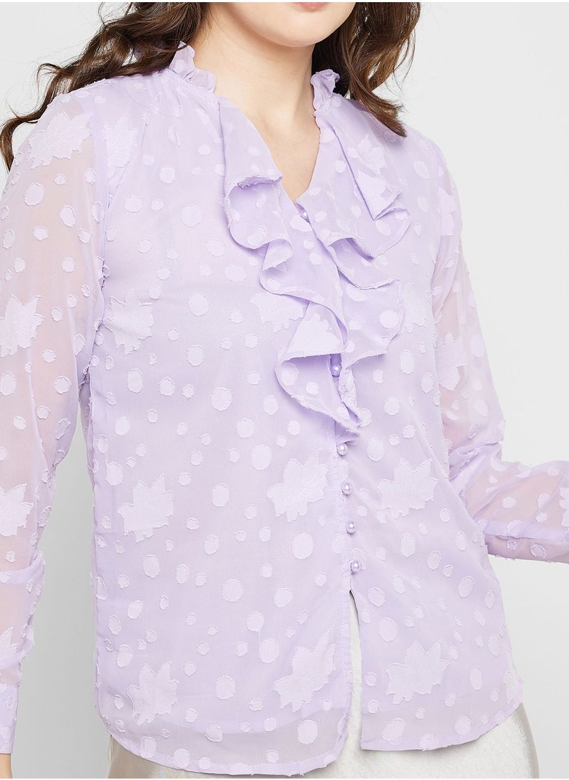 ELLA - Textured Frill Detail Blouse - Image 1