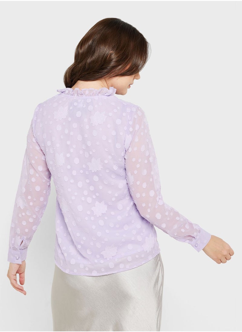 ELLA - Textured Frill Detail Blouse - Image 1