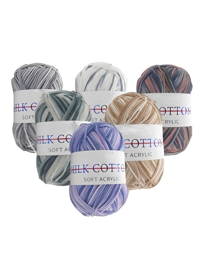 COTTON 6-Pack Gradient Soft Acrylic Crochet Yarn Silk Cotton Feel Anti-Pilling Colorfast Yarn for Baby Clothes Amigurumi Knitting DIY Crafts - Image 1
