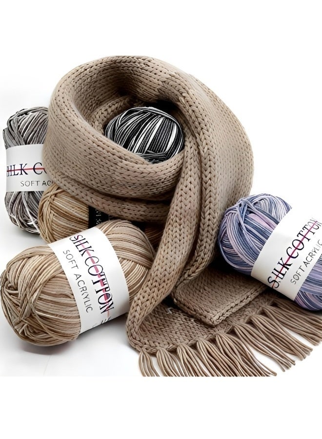 COTTON 6-Pack Gradient Soft Acrylic Crochet Yarn Silk Cotton Feel Anti-Pilling Colorfast Yarn for Baby Clothes Amigurumi Knitting DIY Crafts - Image 3