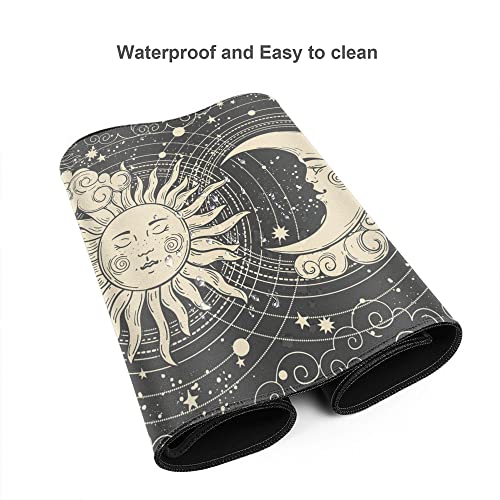 SKYDAWNY Desk Mat,Celestial Sun and Moon Extended Gaming Mouse Pad for Office Work & Game,Computer Keyboard Mouse Mat Desk Non-Slip Rubber Base Large Mousepad with Stitched Edges, 31.5x15.7inch - Image 4