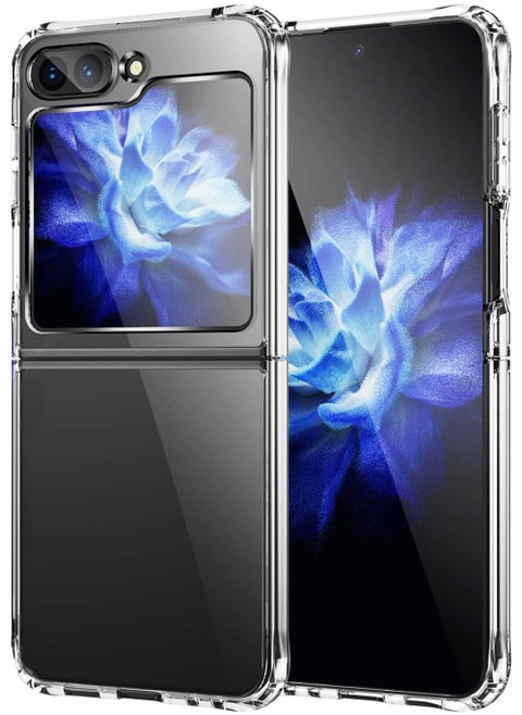For Samsung Galaxy Z Flip 5 Clear Case Crystal Clear Slim Fit Thin Transparent Phone Cover Soft TPU Bumper Corners Rubber Shockproof Anti-Slip Heavy Duty Protection