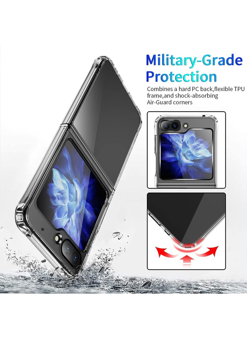 Rock Pow - For Samsung Galaxy Z Flip 5 Clear Case Crystal Clear Slim Fit Thin Transparent Phone Cover Soft TPU Bumper Corners Rubber Shockproof Anti-Slip Heavy Duty Protection - Image 1