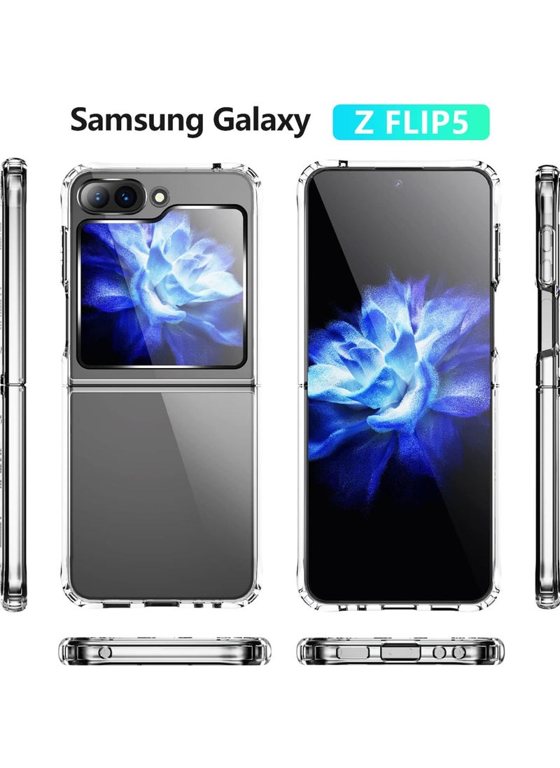 Rock Pow - For Samsung Galaxy Z Flip 5 Clear Case Crystal Clear Slim Fit Thin Transparent Phone Cover Soft TPU Bumper Corners Rubber Shockproof Anti-Slip Heavy Duty Protection - Image 1