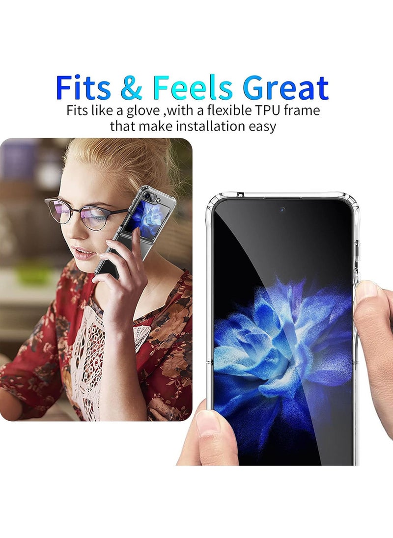 Rock Pow - For Samsung Galaxy Z Flip 5 Clear Case Crystal Clear Slim Fit Thin Transparent Phone Cover Soft TPU Bumper Corners Rubber Shockproof Anti-Slip Heavy Duty Protection - Image 1