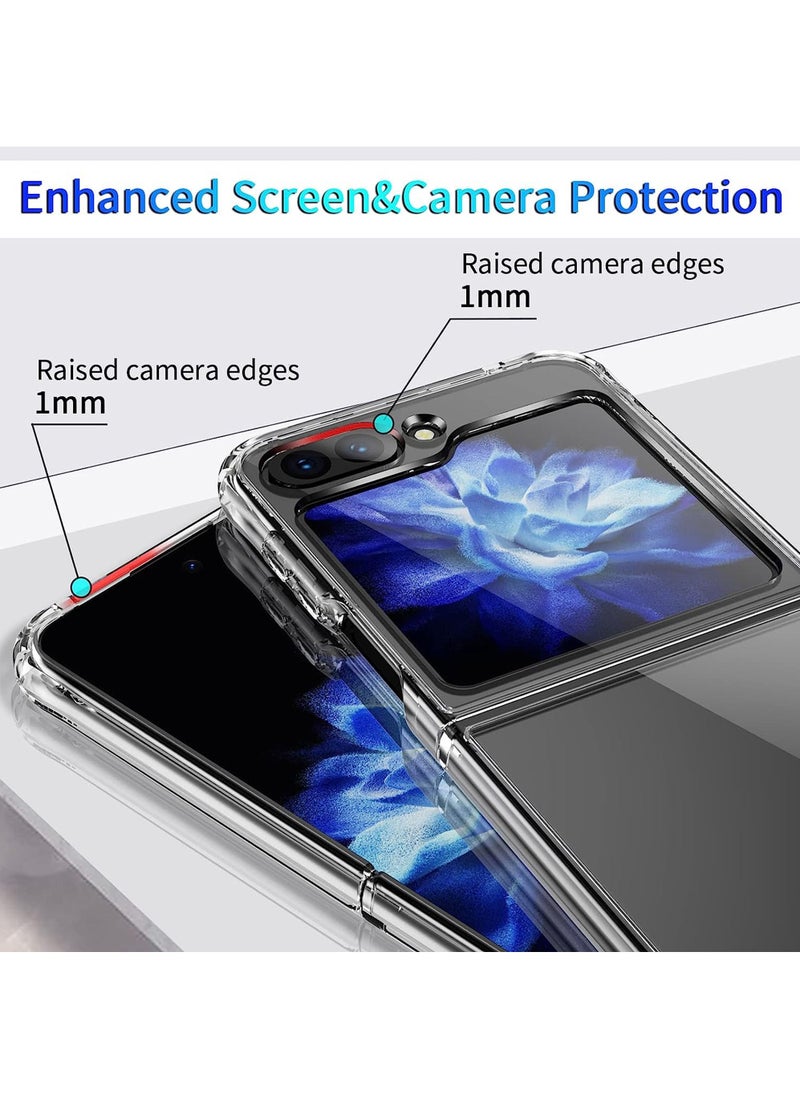 Rock Pow - For Samsung Galaxy Z Flip 5 Clear Case Crystal Clear Slim Fit Thin Transparent Phone Cover Soft TPU Bumper Corners Rubber Shockproof Anti-Slip Heavy Duty Protection - Image 1