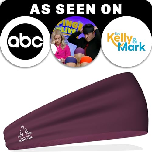 Temple Tape Four Inch Moisture Wicking Workout Sweatband; Absorbs & Evaporates Sweat 8X Faster - Deep Purple - Image 2
