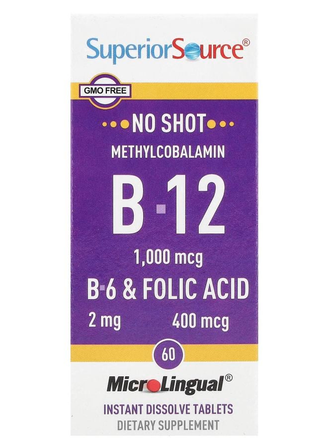 Superior Source Methylcobalamin B-12 B-6 & Folic Acid 60 MicroLingual® Instant Dissolve Tablets