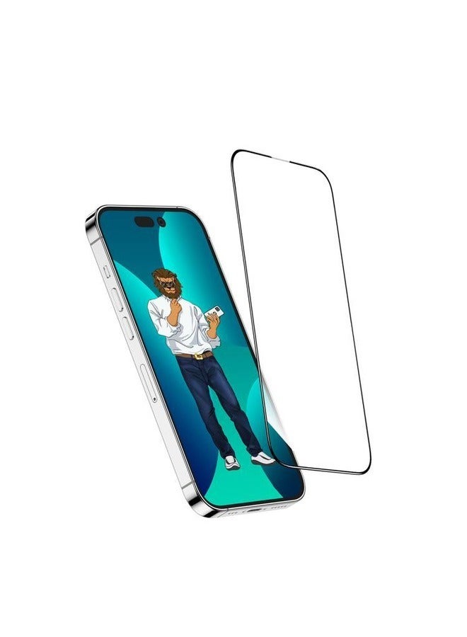 جرين ليون شاشة حماية لهاتف ايفون 14 برو 9H ستيف جلاس قوية كاملة / ضد بصمة الإصبع / ضد الساكنة - شفاف - Image 1