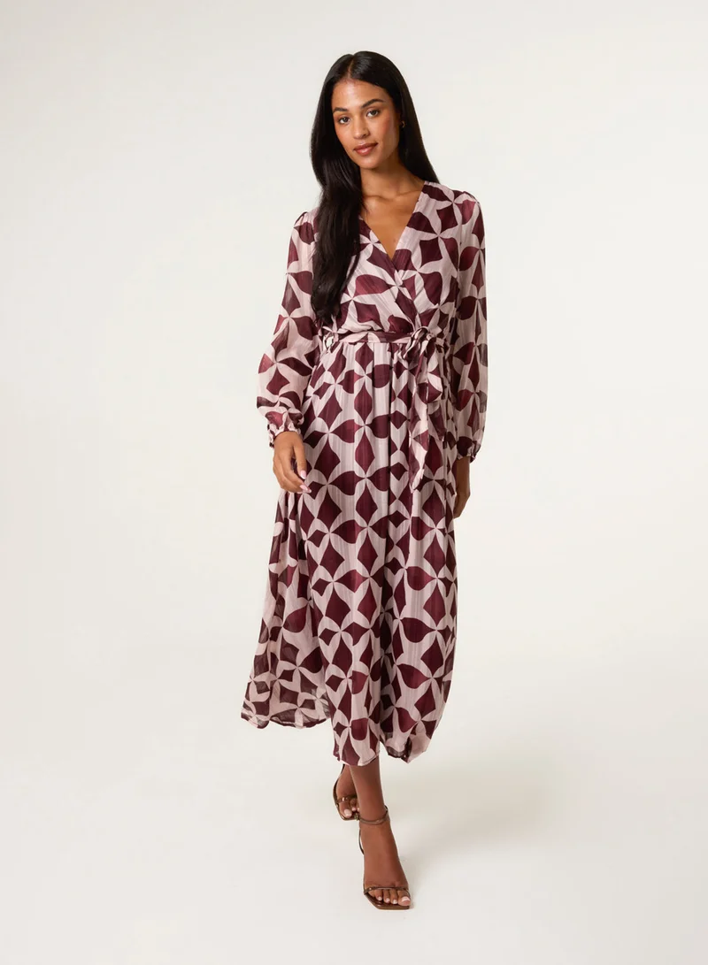 بلو فانيلا Geometric Metallic Wrap Maxi Dress