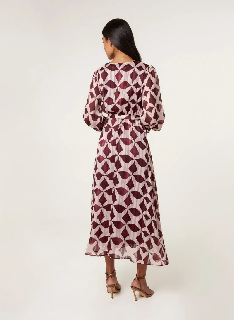 بلو فانيلا Geometric Metallic Wrap Maxi Dress