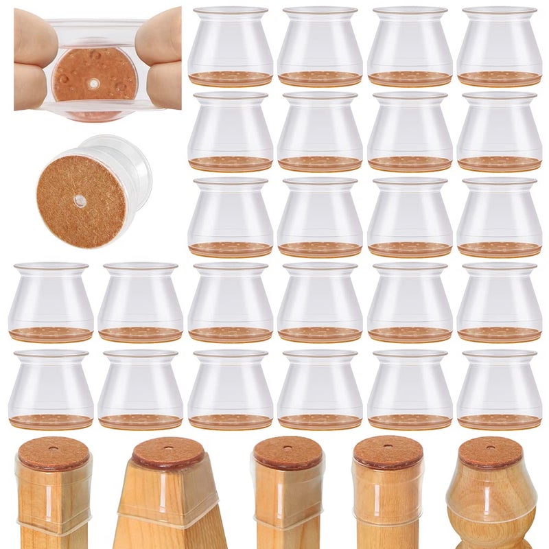 VIUME 24 Pcs Chair Leg Floor Protectors for Hardwood Floors Silicone Covers to Protect Wood Tile Floors Felt Pads Furniture Leg Caps Non Slip Reduce Noise (Fit:1.3"-2") - Image 1