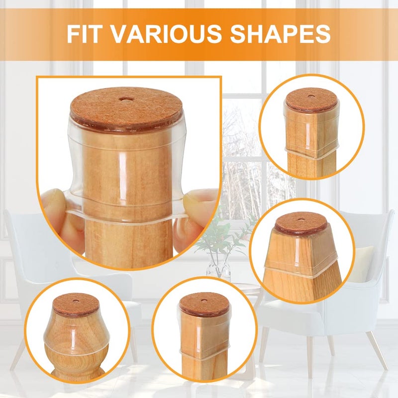 VIUME 24 Pcs Chair Leg Floor Protectors for Hardwood Floors Silicone Covers to Protect Wood Tile Floors Felt Pads Furniture Leg Caps Non Slip Reduce Noise (Fit:1.3"-2") - Image 2