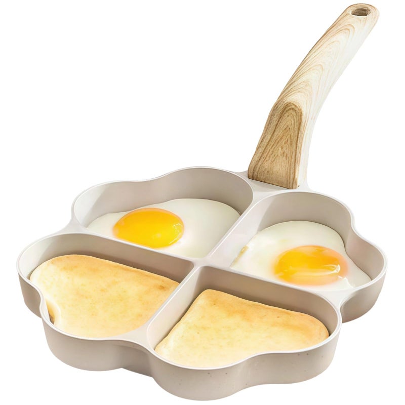 Toyosport Nonstick Egg Frying Pan, Heart Shaped Nonstick Egg Pan 4 Holes, Fast Even Heating, Easy Clean, Compatible with Gas Electric Induction Stoves - Image 1