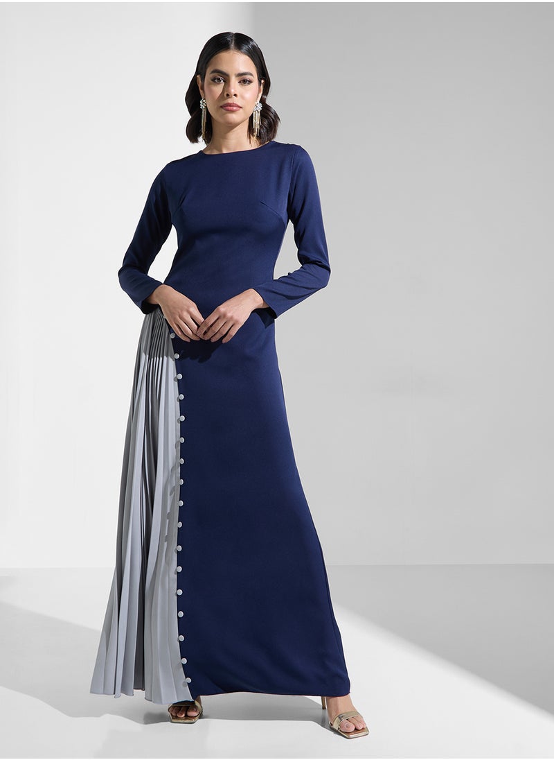 Iyra Crew Neck Color Block Dress  - Image 1
