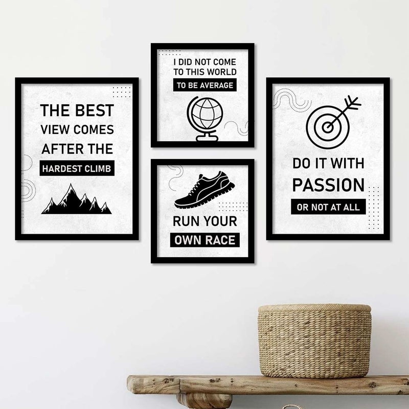 walllane Motivational theme Wall Poster with Quotes Framed Poster for Home Living Room Bedroom Study Room OfficeFrames For Wall Decor 10 inch x 13 inch Framed Set of 4 Cate 13