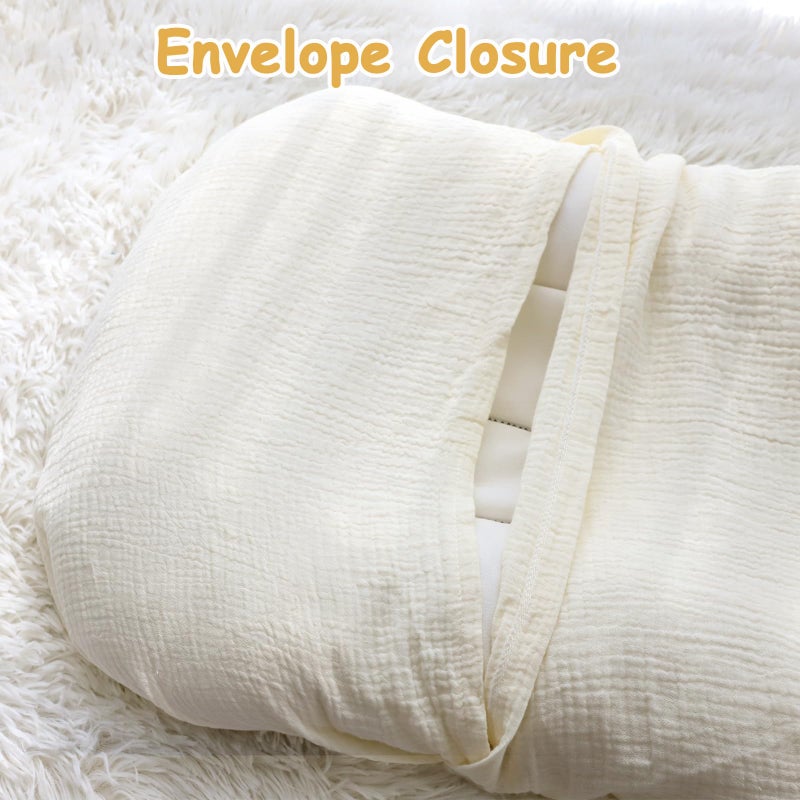 Hooyax Baby Lounger Cover 2 Pack - 100% Muslin Cotton Newborn Lounger Pillow Covers Only, Soft Breathable Infant Lounger Cover with Reinforced Stitching, Fits Most Standard Baby Loungers (Grey Cream) - Image 3