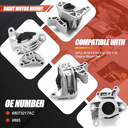 CCNLHZM Engine Motor and Transmission Bracket kit Fit for 20122018 Fiat 500 Auto Engine Trans Mount Set 68073217AC 68073029AC 68073483AD - Image 5