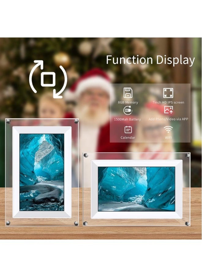 Generic 7 Inch Digital Picture Frame Acrylic Video Frame Digital Photo Frame With Memory 2000Mah Built In Battery Auto-Rotate Slideshow Easy Setup  For Heartfelt Gifts Birthday Gifts Hoilday Gifts  - Image 2