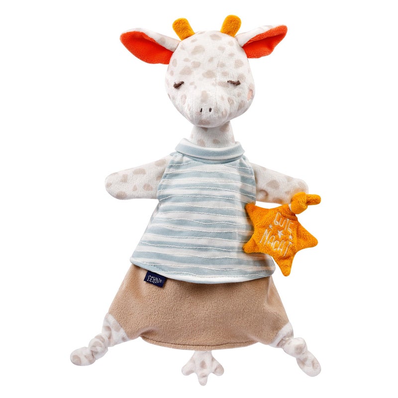 Fehn Fehn 053098 Giraffe Cuddle Blanket/Hand Puppet – Cuddly Giraffe with ‘Glow-in-the-dark’ embroidery for babies from newborns upwards – Size: 30 cm  - Image 1