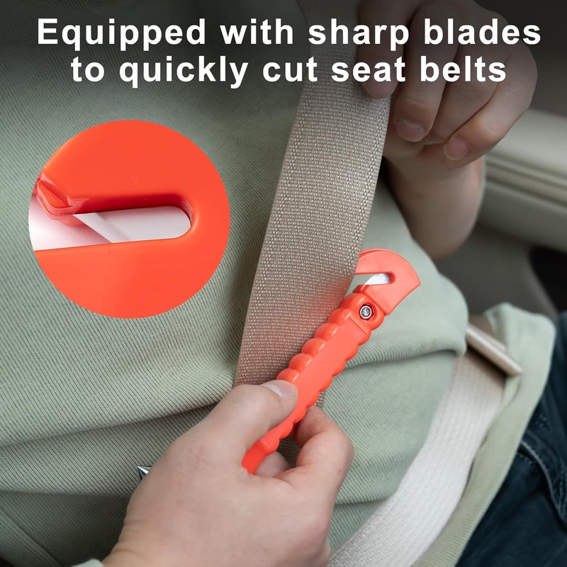 Husfunov Car Safety Hammer Set of 2 - Emergency Window Breaker and Seatbelt Cutter - Image 4