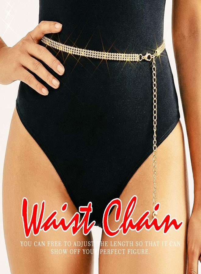 REETAN Gold Rhinestone Waist Chains Sparkly Fashion Belly Body Jewelry for Women - Image 3
