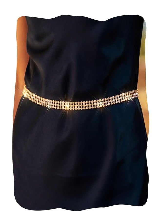 REETAN Gold Rhinestone Waist Chains Sparkly Fashion Belly Body Jewelry for Women - Image 1
