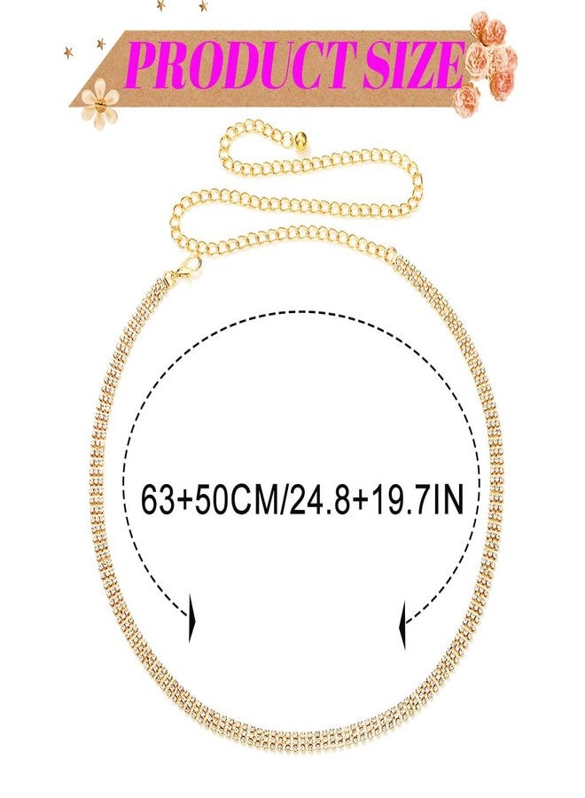REETAN Gold Rhinestone Waist Chains Sparkly Fashion Belly Body Jewelry for Women - Image 2
