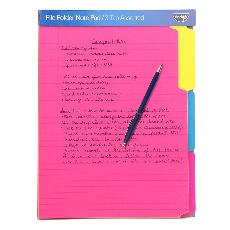 Find It File Folder Notepad - Pack of 12-9.5 x 12.5 Inch Notebook Organizer Folders for Filing, Document, and Clipboard Organization - Assorted Neon Colors - Image 1