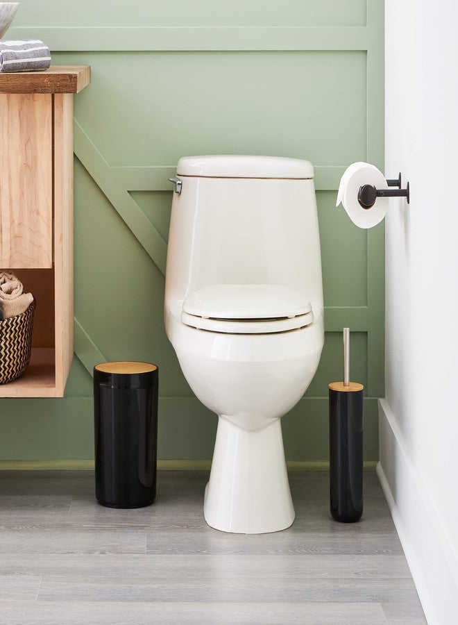 Home-Complete 6-Piece Bathroom Accessories Set - Complete Set with Toilet Brush, Waste Bin, Soap Pump, Soap Dish, Toothbrush Holder and Cup by Home-Complete (Black) - Image 4