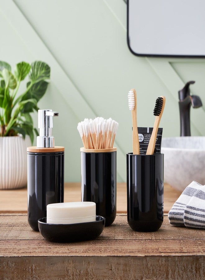 Home-Complete 6-Piece Bathroom Accessories Set - Complete Set with Toilet Brush, Waste Bin, Soap Pump, Soap Dish, Toothbrush Holder and Cup by Home-Complete (Black) - Image 5