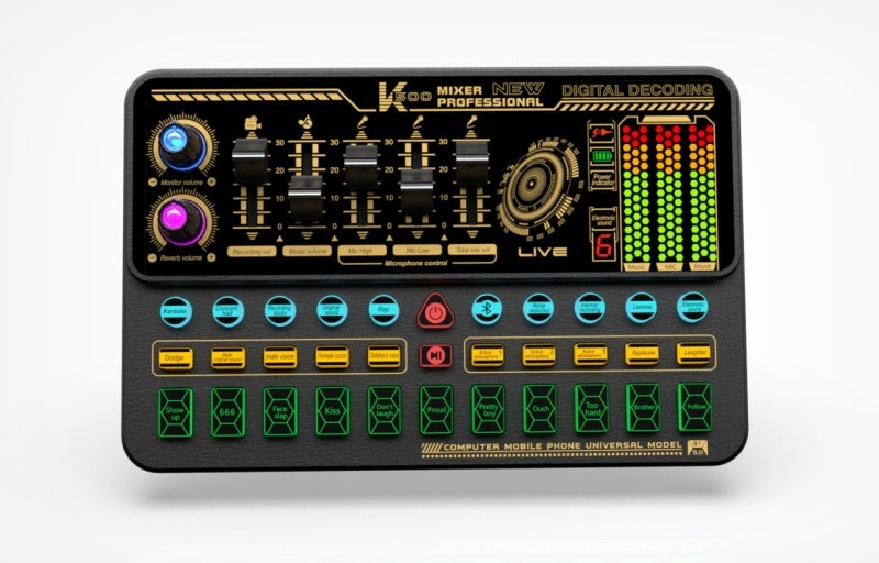 Live Sound Card: Black And Gold, Noise Reduction Chip, Rechargeable Battery - Built-In Sound Effects, Condenser Microphone Compatible - For Live Streaming, Music Recording, Online Singing, Gaming - Image 5