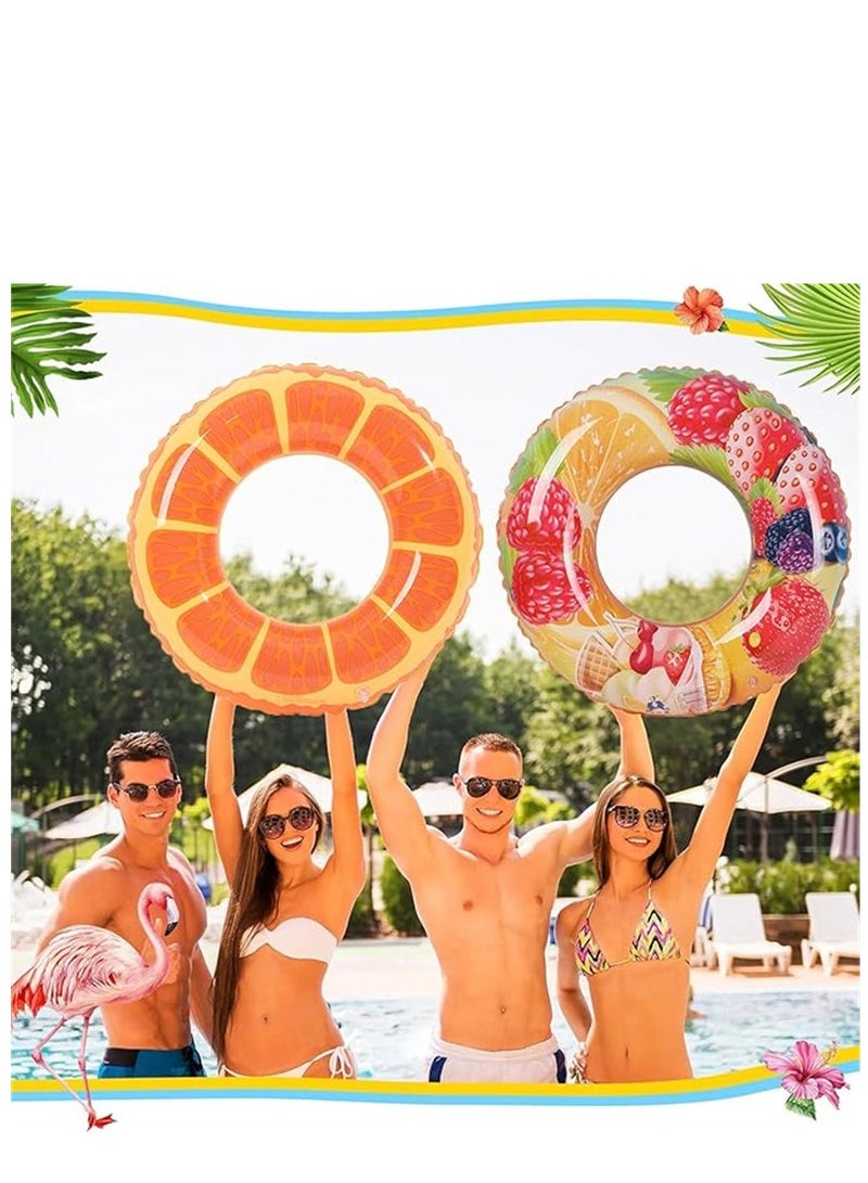 2 Pack Swim Ring, 70cm Diameter Inflatable Float Pool Swim Ring, Fruit Swim Tube Rings Colorful Pool Floaties Toys for Beach Pool Party for Kids and Adults (2Pack, 70cm, Strawberry Color)  - Image 3