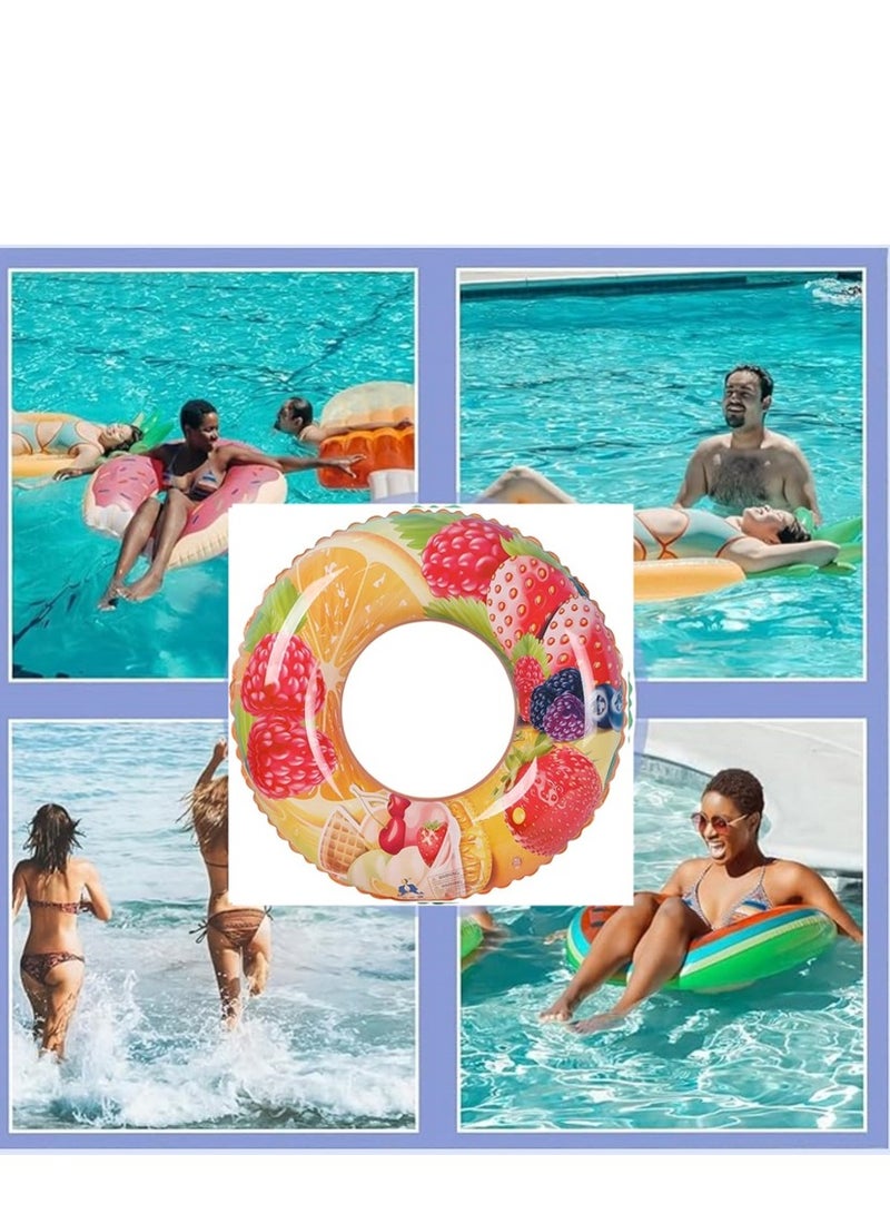 2 Pack Swim Ring, 70cm Diameter Inflatable Float Pool Swim Ring, Fruit Swim Tube Rings Colorful Pool Floaties Toys for Beach Pool Party for Kids and Adults (2Pack, 70cm, Strawberry Color)  - Image 4