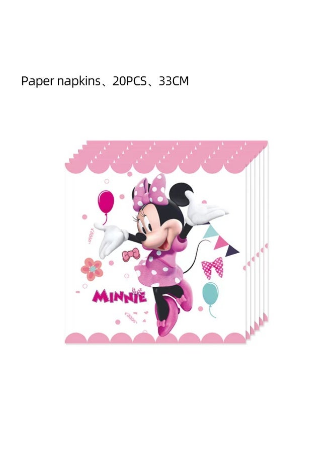 Minnie Mouse 96PCS Minnie Birthday Party Decorations for 10 Guests, Minnie Birthday Disposable Tableware Set Minnie Theme  Banner Paper Plates Set - Image 4