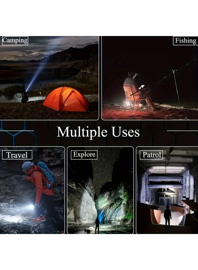 Black LED Flashlight 600 Lumens USB C Rechargeable Tactical Light IP44 Waterproof - Image 5