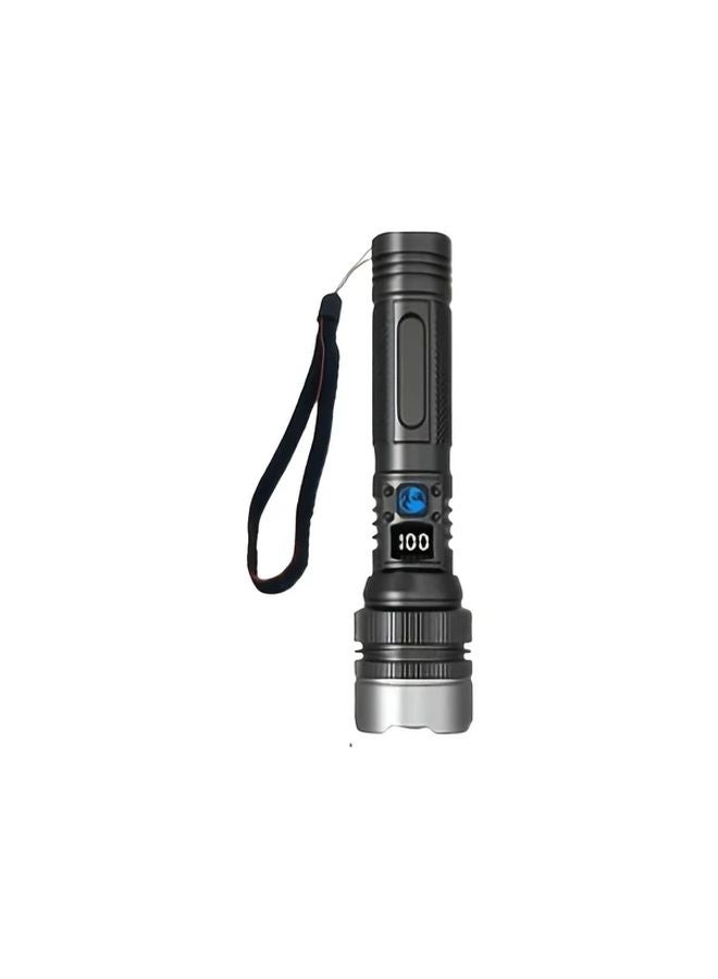 Black LED Flashlight 600 Lumens USB C Rechargeable Tactical Light IP44 Waterproof - Image 1