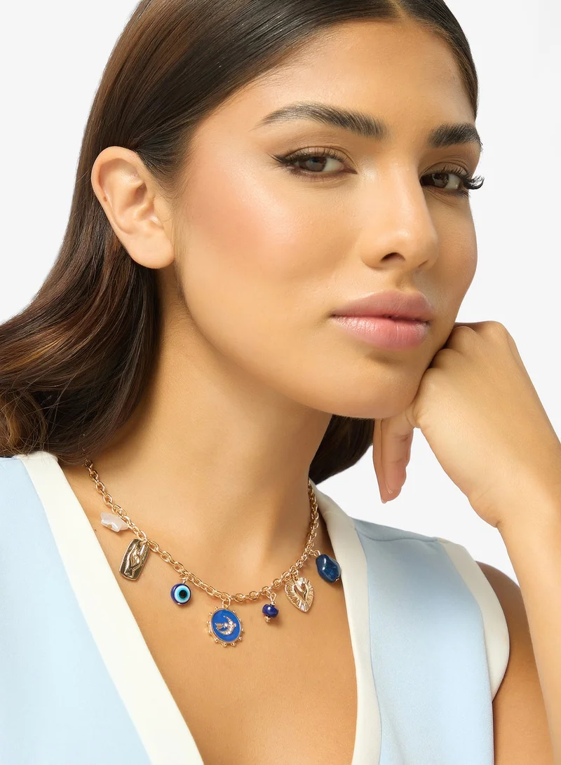 ايلا قلادة بتفاصيل عين الشر ذهب