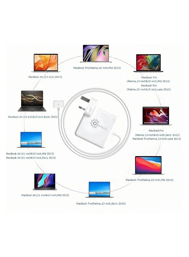 أوماكس محول طاقة 60 واط بطرفين لجهاز ماك بوك إير 11 بوصة و13 بوصة (2012، 2013، 2014، 2015، 2017، 2018)، A1436 / A1435 / A1502 / A1465 / A1466، 60 واط / 45 واط - Image 2