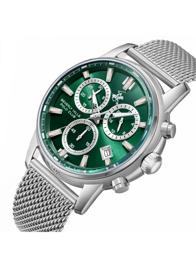 BEVERLY HILLS POLO CLUB BEVERLY HILLS POLO CLUB BP3647X.370 Men's Multi Function Display Watch & Metal Strap Silver
