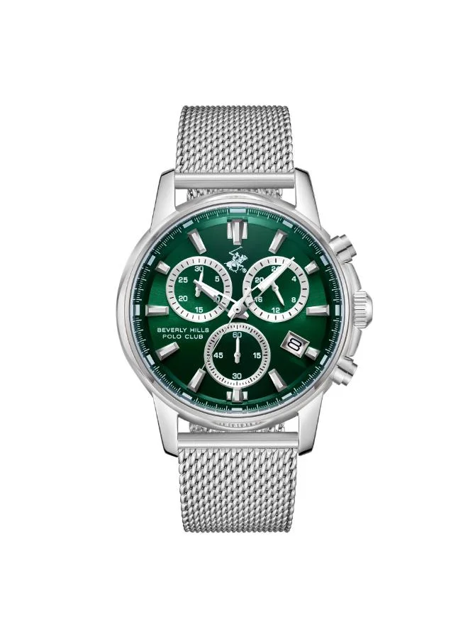 BEVERLY HILLS POLO CLUB BEVERLY HILLS POLO CLUB BP3647X.370 Men's Multi Function Display Watch & Metal Strap Silver