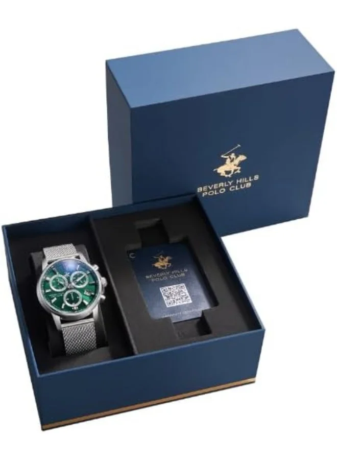بيفرلي هيلز بولو كلوب Bp3647X.370 Men Multi Function Display Watch & Metal Strap Silver