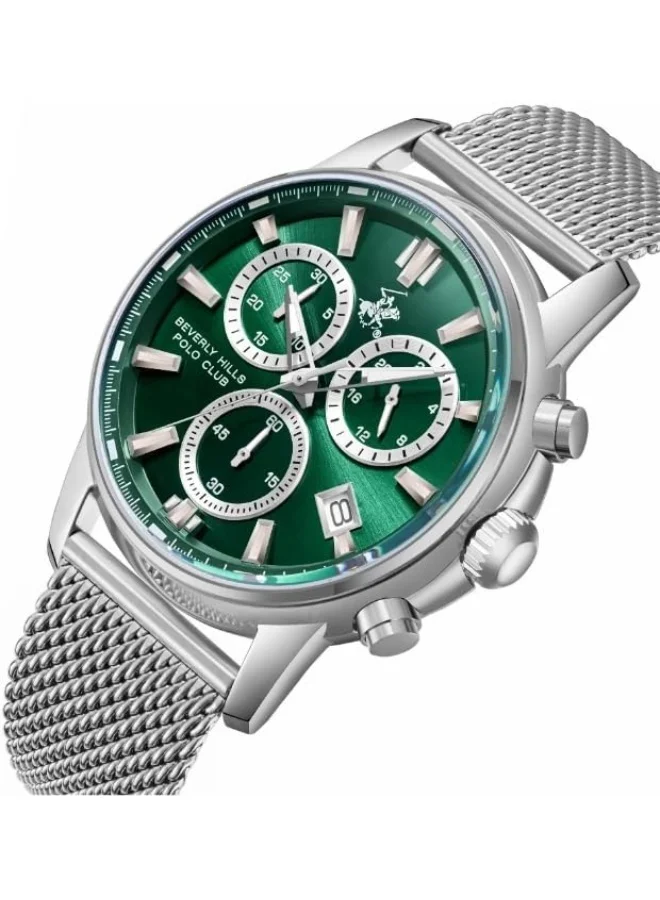 بيفرلي هيلز بولو كلوب Bp3647X.370 Men Multi Function Display Watch & Metal Strap Silver