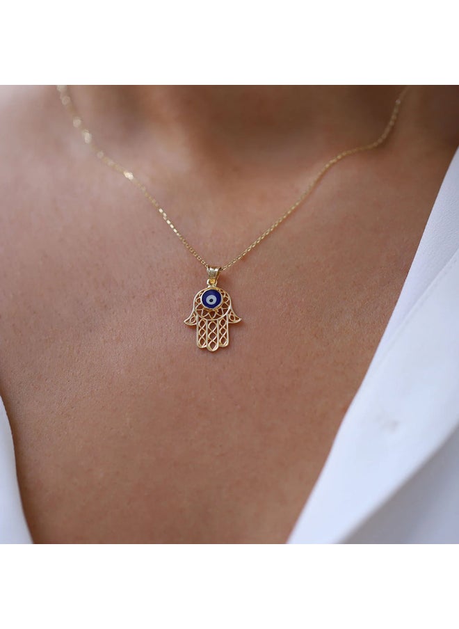 Artsy Silver - Large Lace Hamsa Necklace - Image 1