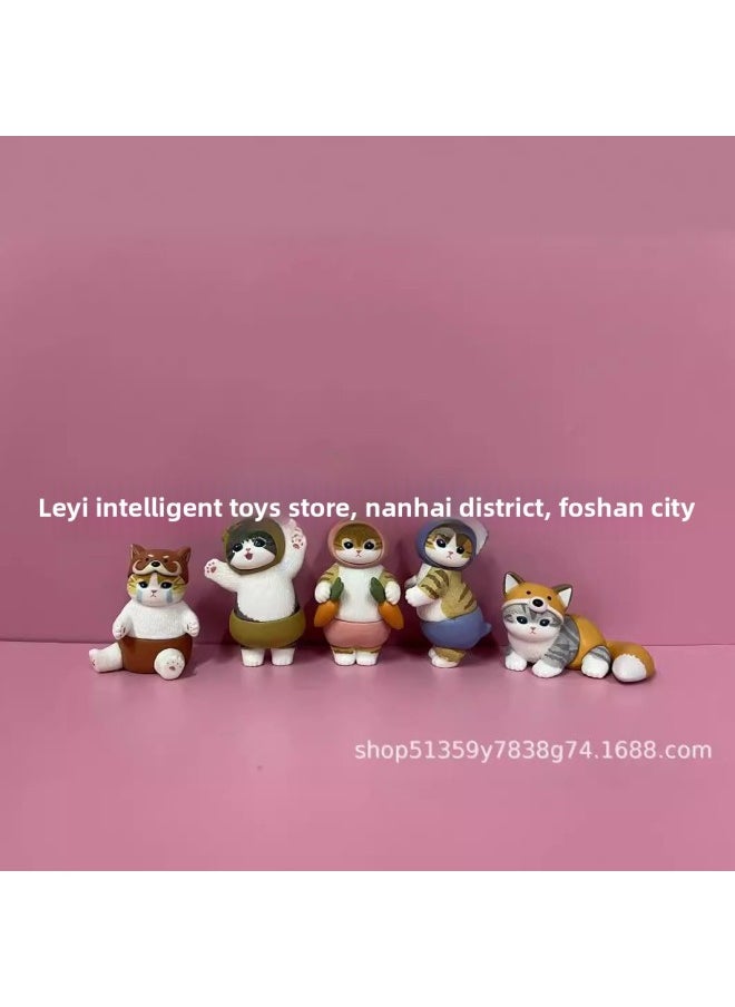 Generic - Japanese-style KITAN Cat Fushan Animal Dress-up Series Cat Toy With Egg And Rabbit Head Cover-Color:3 Generations Of Cute Cats 6 Styles/end Box - Image 1