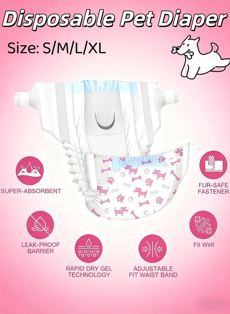 شو وو حفاضات الحيوانات الأليفة للاستخدام مرة واحدة، للكلاب الإناث، حماية فائقة للحفاضات، حماية فائقة، امتصاص فائق، ناعمة، تدفئة، حفاضات للكلاب قابلة للتمدد، ملفوفة بالكامل حول الخصر للكلاب والقطط - Image 1